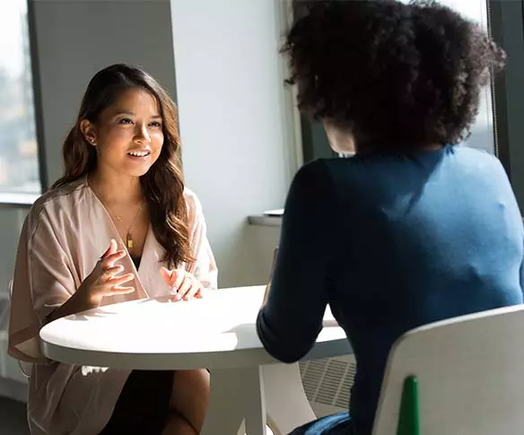 Two colleagues in a meeting