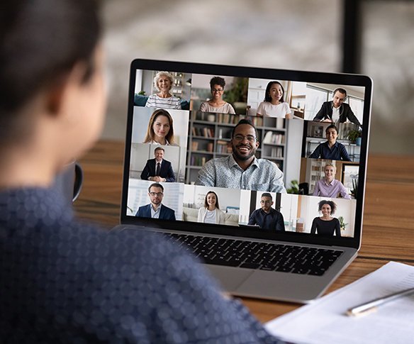 Team meeting on laptop
