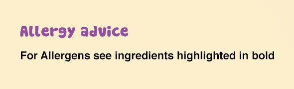 Allergen advice. For Allergens see ingredients highlighted in bold